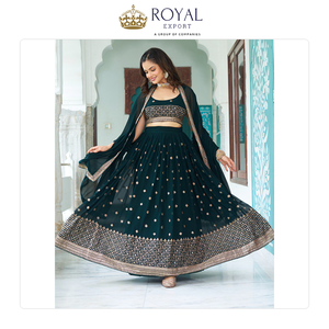 La Mejor Colección de Ropa India para Bodas con Diseños Únicos: Lehenga Choli Tradicional de Faux Georgette en Venta - Product Image 6