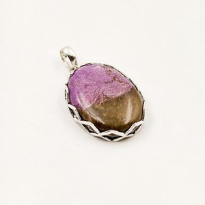 Purpurite Gemstone Vintage Gold Plated Sterling Silver Pendant Designer Engagement Jewelry Statement Gift for Her Wholesale - Product Image 1