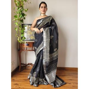 ผ้าลินินพิมพ์ลายดิจิตัลสวยงามพร้อมผ้าขอบสีเงินสำหรับงานเย็บสีดำ - Product Image 1