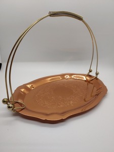 Plateau de service ovale vintage en cuivre avec poignées en laiton, plateau décoratif vintage en cuivre pour la maison, la cuisine, la table à manger - Product Image 2