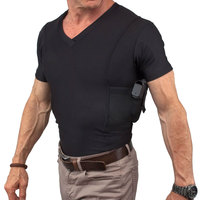 T-shirt tactique pour homme, dissimulé, 100% coton et élasthanne, avec poches pour armes à feu, holster tactique discret