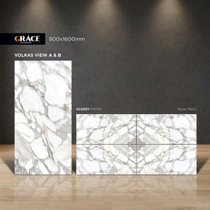 Azulejos de porcelana pulida Elephant White Book Matched de 80x160cm con aspecto de mármol de lujo para diseño de pisos y paredes - Product Image 1
