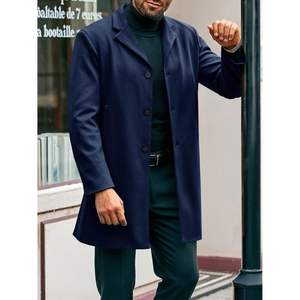 2025 manteau d'hiver mi-long coupe ajustée pour hommes pardessus d'affaires à simple boutonnage en laine et cachemire grande taille - Product Image 5