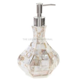 Distributeur de savon liquide haut de gamme, design unique et élégant, avec décorations en nacre perlée, pour le lavage des mains, accessoire de salle de bain. - Product Image 1