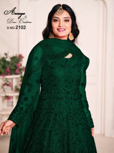 Salwar Kameez Dupatta semi-cousu pour femmes indiennes et pakistanaises, nouveau design, pour mariage et fêtes, avec broderie lourde en tissu filet - Product Image 3