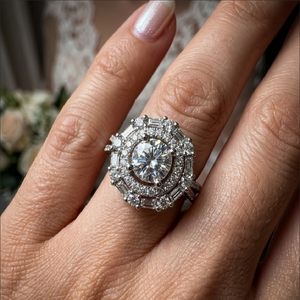 Best Workmanship Classic Unique Design High Quality 18k Solid White Gold Real Diamond Shape Elegant Wedding Engagement Party - Product Image 1