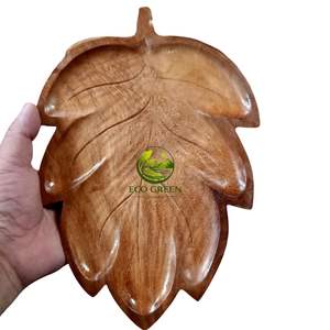 Plateau de service en bois naturel en forme de feuille, style Art Déco, avec motif floral en marbre et fonction de changement de couleur, pour le thé, les collations, la décoration et la vaisselle de table. - Product Image 5