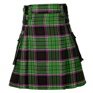 Kilt écossais plissé traditionnel pour homme, noir et vert, style utilitaire, taille ajustable, vêtement de mode pour homme - Product Image 4
