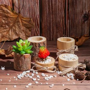Juego de Portavelas de Madera para Velas de Té, Paquete de 3 Macetas Redondas para Plantas, Portavelas Decorativo de Estilo Rústico Natural Hecho a Mano - Product Image 2