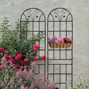 Set di 2 tralicci da giardino in metallo nero da 220 cm x 50 cm, antiruggine, per piante rampicanti, recinzioni e cancelli - Product Image 3
