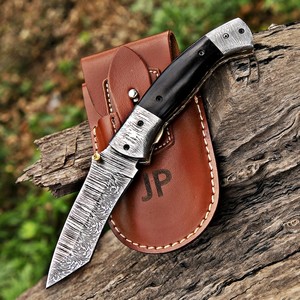 Couteau pliant artisanal en acier Damas avec verrouillage arrière, couteau de poche, couteau de chasse, couteau EDC, couteau d'extérieur, OEM, multifonctionnel, vente en gros, usine - Product Image 1