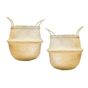 Cestas Decorativas Hechas a Mano de Hierba Marina para Cubrir Macetas y Decorar, Cesta de Lavandería Plegable con Asas - Product Image 1