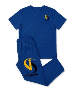 Conjunto de Uniforme Médico Estándar Internacional Unisex Azul Marino con Cuello en V, Manga Corta y Pantalones con Cintura Elástica2ert3yetw - Product Image 1