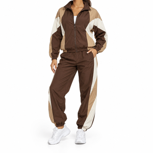 Ensemble de survêtement coupe-vent décontracté pour femme, 2 pièces, veste et pantalon, 100% coton - Product Image 1