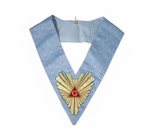 Collar de Maestro Venerable. Collar Masónico en Forma de V Grand Glory con Insignia de Corazón Dorado Bordado, Tela Azul, Estilo Clásico, para Coser - Product Image 6
