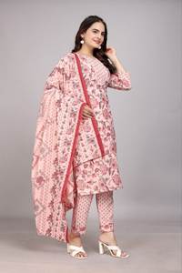 OFFRE SPÉCIALE ÉTÉ NOUVELLE COLLECTION SALWAR KAMEEZ EN TROIS PIÈCES AVEC TISSU IMPRIMÉ EN SLUB POURPRE, SÉCHAGE RAPIDE, CUTTAGE REGULIER POUR FEMMES - Product Image 6