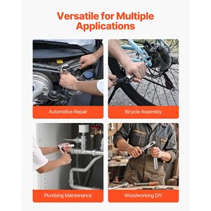 Set di chiavi a bussola da 44 pezzi con attacco da 3/8 di pollice, metrico e SAE, profondo e piatto, kit di attrezzi per meccanici con accessori - Product Image 6