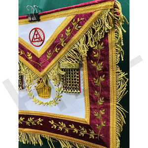 Royal Arch Mason Past High Priest PHP <b>Apron</b> Red Velvet with Gold Bullion Hand Embroidery and Fringe Masonic Regalia - Product Image 3