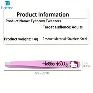 แหนบถอนขนคิ้วสแตนเลส OEM ขายส่ง ลายเฮลโลคิตตี้ ปลายเฉียง ชุดแหนบกำจัดขน รับทำโลโก้ อุปกรณ์แต่งหน้า - Product Image 5