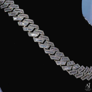 สร้อยคอเงินแท้ 925 ประดับมอสซาไนต์ทรงสี่เหลี่ยมแบบ Cuban Link  สำหรับงานแต่งงานและงานปาร์ตี้ เหมาะสำหรับทั้งชายและหญิง - Product Image 2