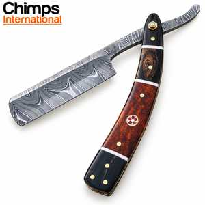 Navaja Plegable Tradicional Hecha a Mano de Acero de Damasco, Lista para Afeitar, para Uso Industrial y de Barbería, con Mango de Madera, OEM Disponible - Product Image 1