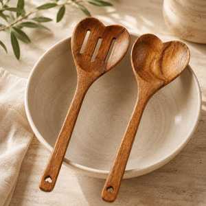 Juego de utensilios de cocina de madera hechos a mano |   Cuchara y espátula de cocina de madera natural |   Proveedor OEM y Mayorista - Product Image 2
