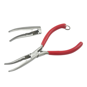 160mm Stainless Steel Spring <b>PVC</b> Bent Chain Nose Plier Serrated Jaws Crimping Fishing Jewelry Making DIY Crafts Circlip Cutter - Product Image 1