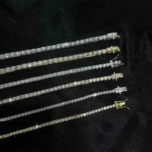 Bracelet tennis de luxe en argent 925, serti de diamants taille brillant, plaqué or 18 carats, unisexe, bijoux pour anniversaire et soirée - Product Image 2