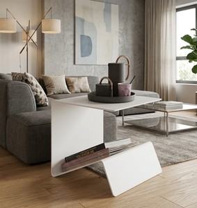 Creative Metal Side <b>Table</b> with Magazine <b>Storage</b> Rack Modern <b>End</b> <b>Table</b> for Living Room Bedroom Use - Product Image 2