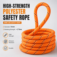 Corde statique en polyester de 8 mm pour travaux en altitude, escalade, sauvetage, corde de sécurité tressée, corde d'urgence, extrémité bouclée, résistance à la traction