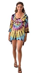 Vestido Túnica de Rayón con Estampado Tie Dye Estilo Boho para Festivales - Product Image 5