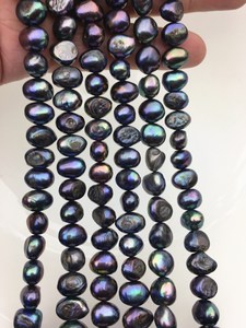 Perles de culture d'eau douce noires de qualité A, 7-8 mm, en vrac, pour la fabrication de bijoux, fournitures en gros - Product Image 4