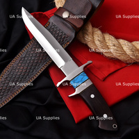 Couteau de chasse Bowie à lame fixe conique en acier inoxydable Loveless de 13 pouces avec manche en cuir, par UA Supplies