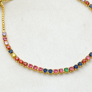 925 Sterling Silver Multicolor cz Prong set Fine <b>Bracelet</b> <b>Adjustable</b> <b>Gold</b> Plated Fine Jewelry For Women Gift Party Wholesale - Product Image 4