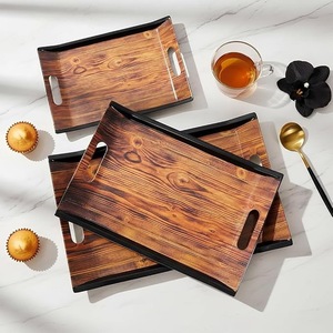 Bandeja de Servir de Madera Maciza con Asas, Plato Rectangular Decorativo de Madera para Mesa de Centro, Desayuno en la Cama, Comida en la Cocina - Product Image 1
