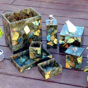 Juego de Accesorios de Baño de Labradorita, Dispensador de Jabón, Portacepillos de Dientes, Vaso, Jabonera, Decoración Moderna para Baño - Product Image 1