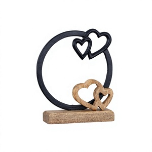 <b>Black</b> Ring Metal & Wood Christmas Home Decor Showpiece <b>Ornament</b> Sculpture Heart Wholesale Customizable Sizes Eco Friendly - Product Image 1