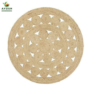 Alfombra de yute trenzada a mano de 190 cm, redonda, hecha de 100% yute, alfombras personalizadas para habitación de invitados y niños. - Product Image 5