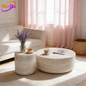 Mesa de Centro de Diseño Minimalista de Lujo Nórdico Wabi Sabi, Mesa Circular de Piedra Caliza - Product Image 5