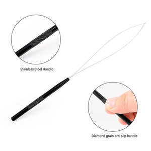 Hair Extension Closer and Remover Pliers Set with Micro Silicone Rings Beads Loop <b>Needle</b> <b>Threader</b> Pulling Hook Tool and Bead - Product Image 3