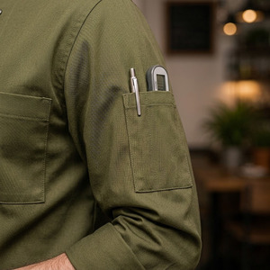 OEM Chef Uniform Kit Polyester Cotton Breathable Anti-Pilling <b>Kitchen</b> Staff Uniform Set Custom Logo - Product Image 4
