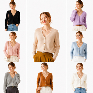 ผู้จัดจำหน่ายเสื้อผ้าฤดูหนาวสำหรับผู้หญิง ล็อตสต็อกเสื้อผ้าสากล เสื้อสเวตเตอร์น้ำหนักเบา คอวี ติดกระดุมเม็ดเดียว ขายส่งจำนวนมากจากบังกลาเทศ - Product Image 3