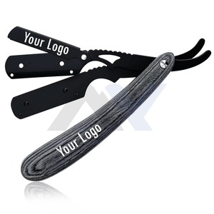 Rasoir professionnel en acier inoxydable avec manche en bois, rasoir à lame droite avec verrouillage pivotant, logo personnalisé, rasoir à six lames - Product Image 4