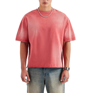 เสื้อยืดพิมพ์ลายขายส่ง เสื้อยืดเปล่าแบบฟอกสี เสื้อยืดลายกราฟิกสไตล์วินเทจ เสื้อยืดคอตตอนหนาน้ำหนักมากทรงโอเวอร์ไซส์สำหรับผู้ชาย - Product Image 1
