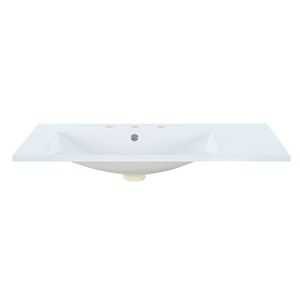 Lavabo da bagno singolo da 36 pollici con foro sinistro, piano d'appoggio con 3 fori per rubinetto, in resina - Product Image 2