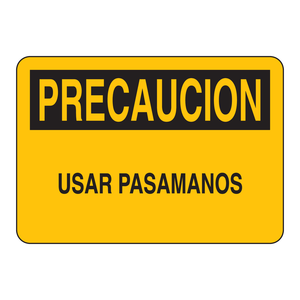 ป้ายเตือนความปลอดภัย Brady Spanish PRECAUCION Usar Pasamanos ป้ายเตือน ABS สำหรับบันไดและสถานที่ทำงาน - Product Image 1