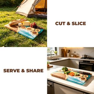 Planche à découper en bois personnalisée avec poignée en résine, épaisseur 1,5 cm, passe au lave-vaisselle, planche de service personnalisée pour boulangerie, café - Product Image 3