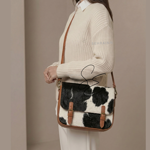 Sac bandoulière pour ordinateur portable en cuir véritable à poils, sac messager vintage en cuir, sacoche personnalisée pour le bureau et le travail - Product Image 4