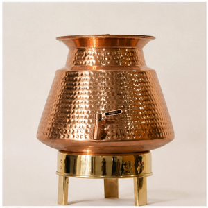Handmade Hammered Pure Copper Water Dispenser with Sturdy Brass Stand & Leak-Proof Tap Traditional Ayurvedic Jal <b>Storage</b> Tank - Product Image 6