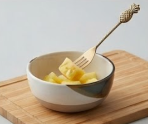 <b>Gold</b> Plated Pineapple Handle Serving Spoon and Fork Set Vintage Design <b>Long</b> Handle <b>Mirror</b> Polish Party Cutlery - Product Image 6
